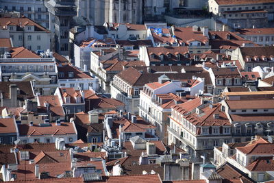 High angle view of buildings in city