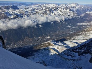 Aerial view of mountains against sky