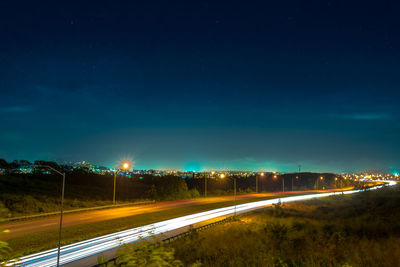 Light trails on highway at night