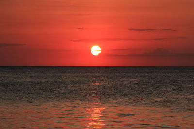 Scenic view of sunset over sea