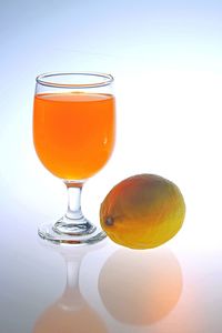 Close-up of orange juice in glass