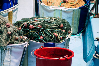 Fishing net for sale at market stall