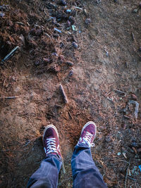 Low section of man standing on ground