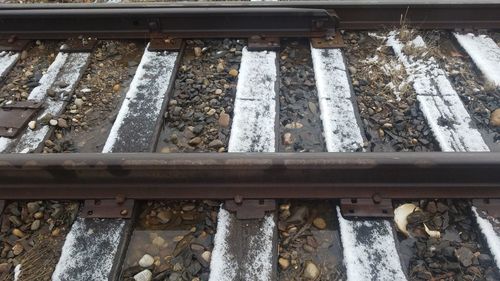 Close-up high angle view of railroad track