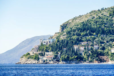 Scenic view of sea against clear sky