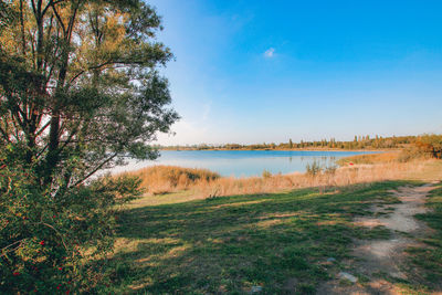 Scenic view of lake against sky