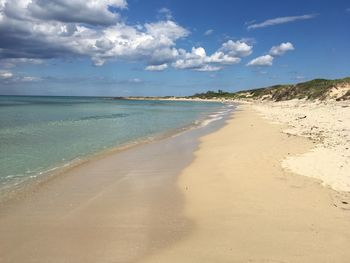 Scenic view of beach against sky