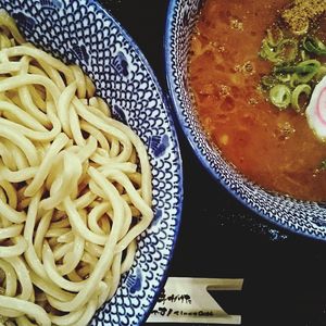 Close-up of pasta in plate on table