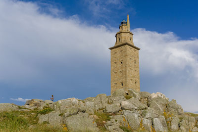 Low angle view of lighthouse against sky