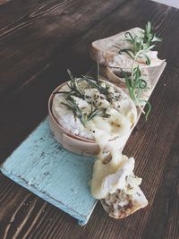 High angle view of food on table