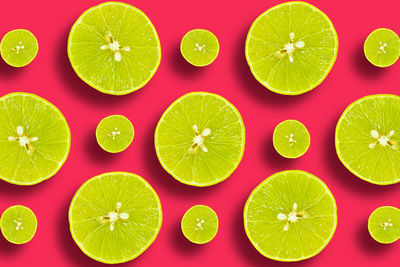 Directly above shot of fruits against white background