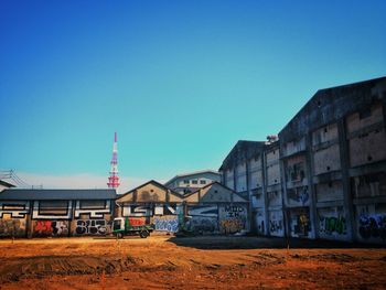 Built structure against clear blue sky