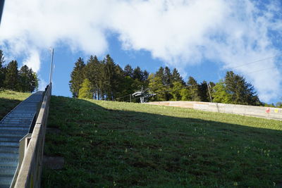Panoramic shot of trees on land against sky