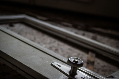 High angle view of old railroad tracks