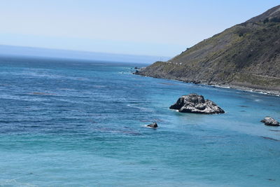 Scenic view of sea against clear sky