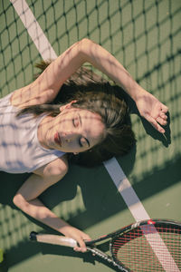 Midsection of woman playing soccer