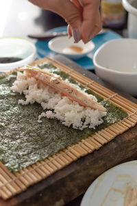 Close-up of food in plate on table