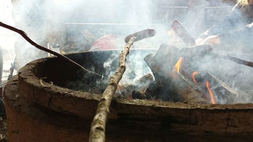 Close-up of meat on barbecue grill