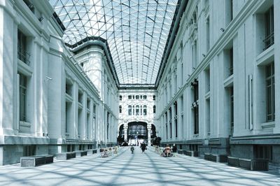 People walking in building