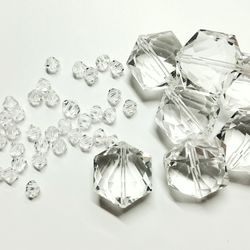 Directly above shot of diamond shape crystals on table