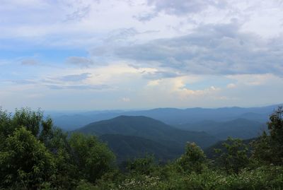 Scenic view of mountains against sky