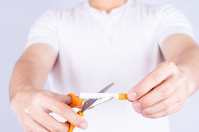 Close-up of woman holding hands