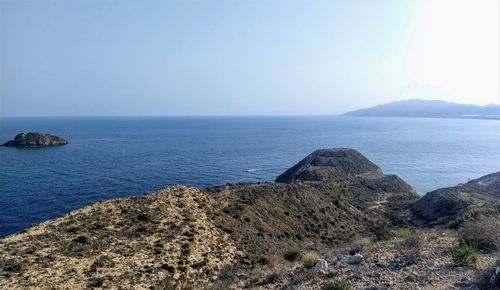Scenic view of sea against clear sky