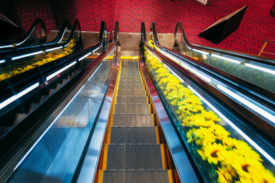 High angle view of escalator