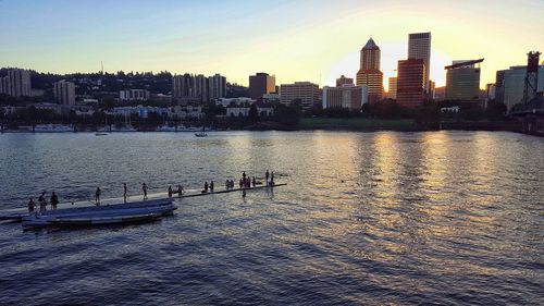 City skyline at waterfront