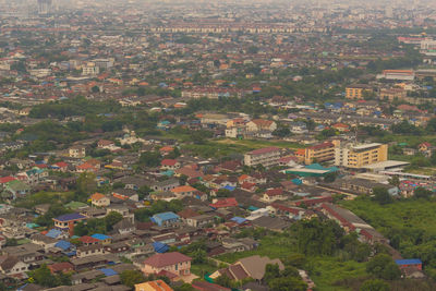 High angle view of buildings in city