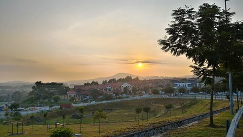 Scenic view of landscape at sunset