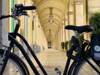 Bicycle parked in building