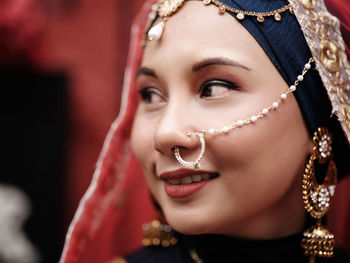 Portrait of a beautiful woman in traditional indian sari