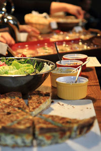 Close-up of meal served in restaurant