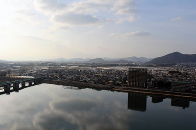 Reflection of buildings in city