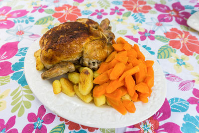 Close-up of food served on table during christmas