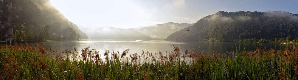 Scenic view of lake against sky