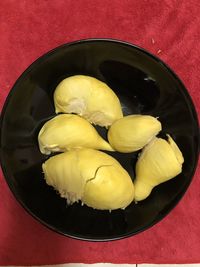 High angle view of fruits in bowl on table