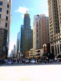 People walking on city street
