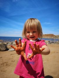 Girl playing with clay