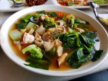 Close-up of soup in bowl