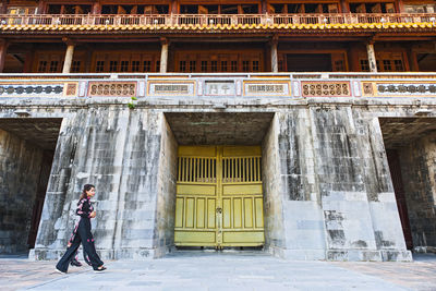 Beautiful woman at the imperial fortress in hue / vietnam