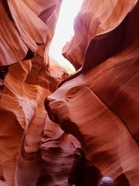 Low angle view of rock formations at antelope canyon