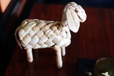 Close-up of sculpture on table
