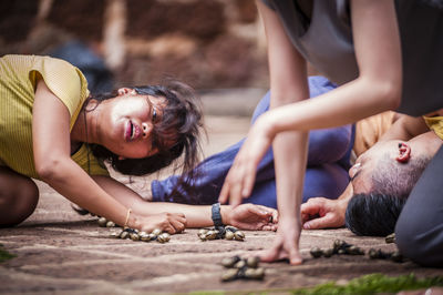 Portrait of cute boy playing