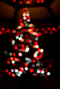 Defocused image of illuminated christmas tree