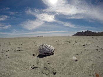 Scenic view of sand on desert against sky