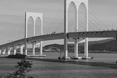 Bridge over river against sky