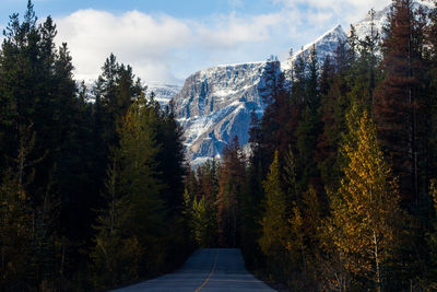 Scenic view of snow covered mountains against sky