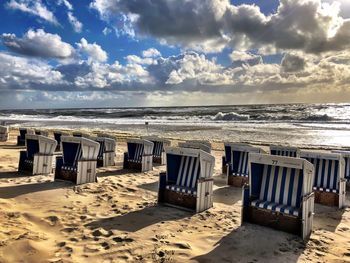 Scenic view of beach against sky